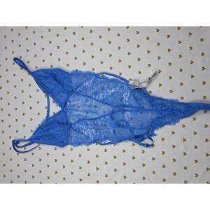 Victorias Secret Blue Sexy V string Strappy Caged Teddy Bodysuit Blue Large